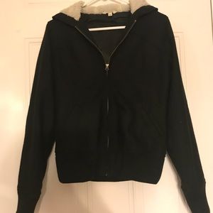 Rubbish black jacket with faux fur hood